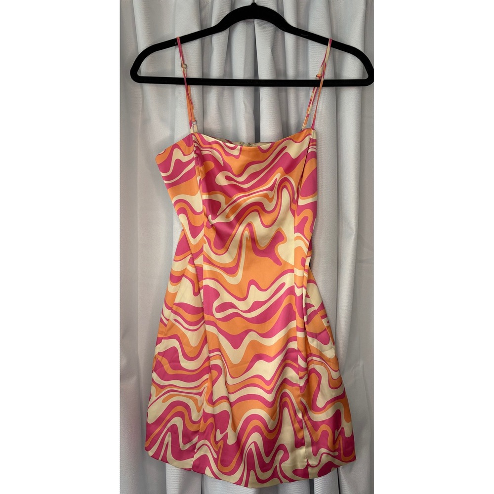 Aritzia Sunday Best Sun-deh Mini Dress Pink & Orange Retro Swirl